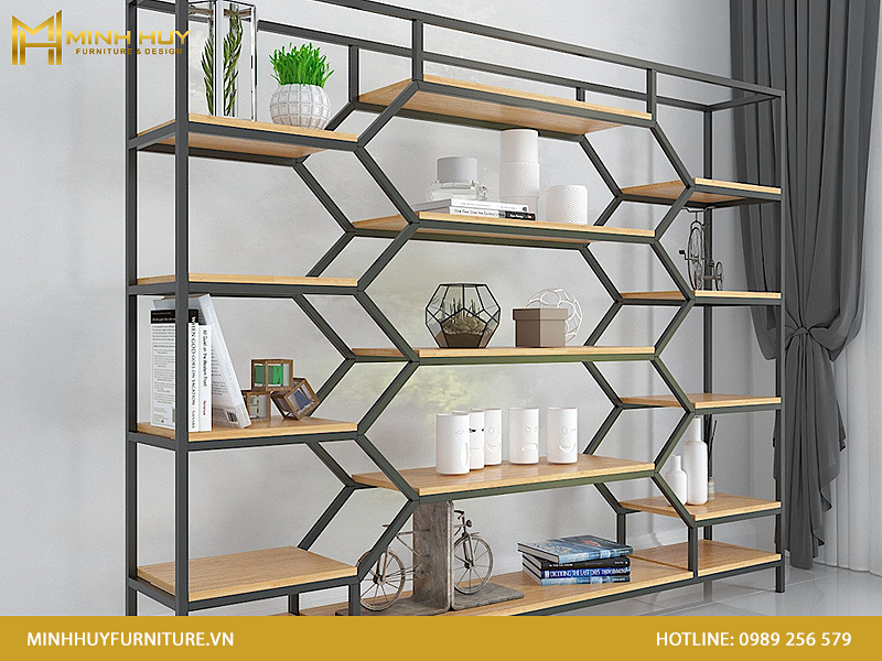 Giá kệ khung sắt mặt gỗ