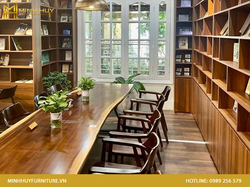 bàn học chân sắt có giá sách